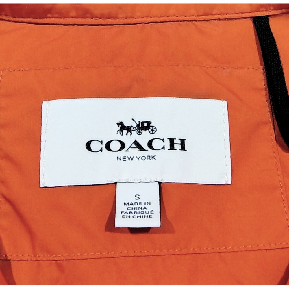 COACH New York Windbreaker Coat Jacket Orange Detach Sleeves  Small Hoodie - Picture 6 of 16
